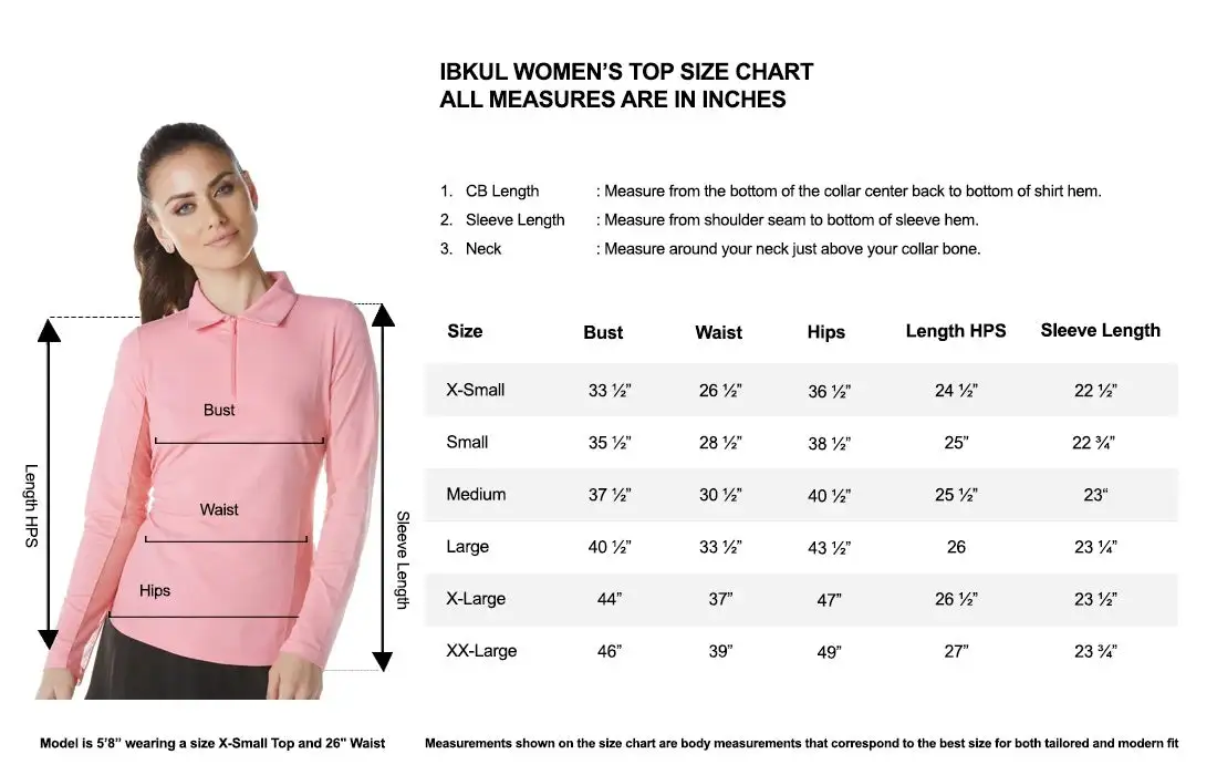 IBKUL Women's Aubrey Print Adjustable Long Sleeve Zip Polo - 48184 - Image 2