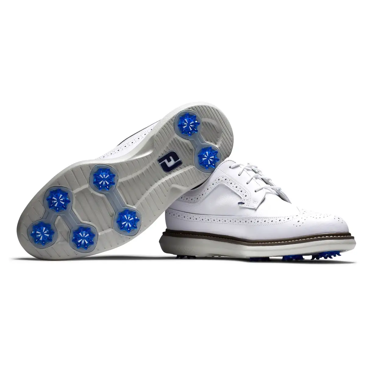 FootJoy Traditions - Shield Tip Mens Golf Shoes White/Navy/Red 57910 - Image 2