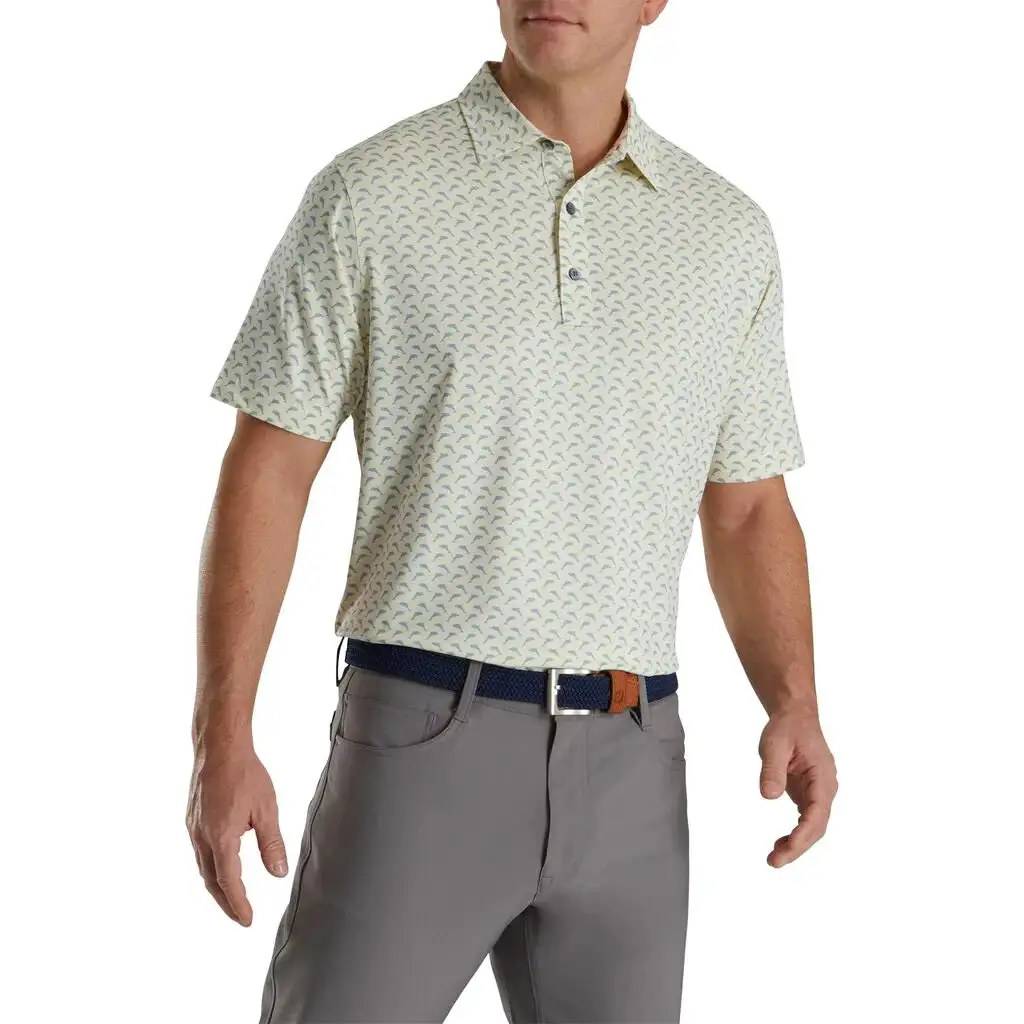 Footjoy Lisle Leaping Dolphins Print Polo (Previous Season Style)