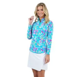 Ibkul Denis Print Long Sleeve Mock Neck Top - 10975