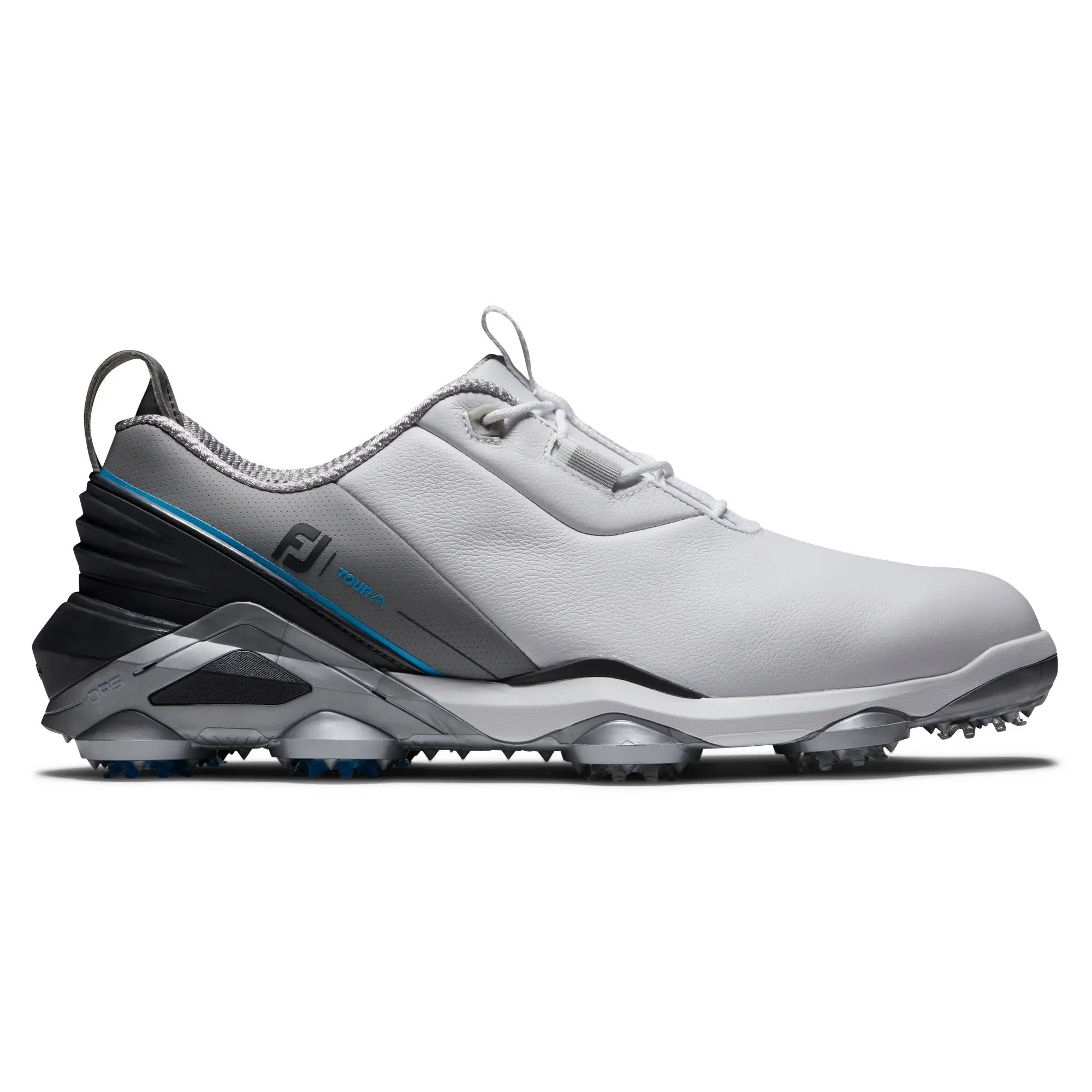 FootJoy Tour Alpha Mens Golf Shoes White/Gray/Blue 55506 - Image 2