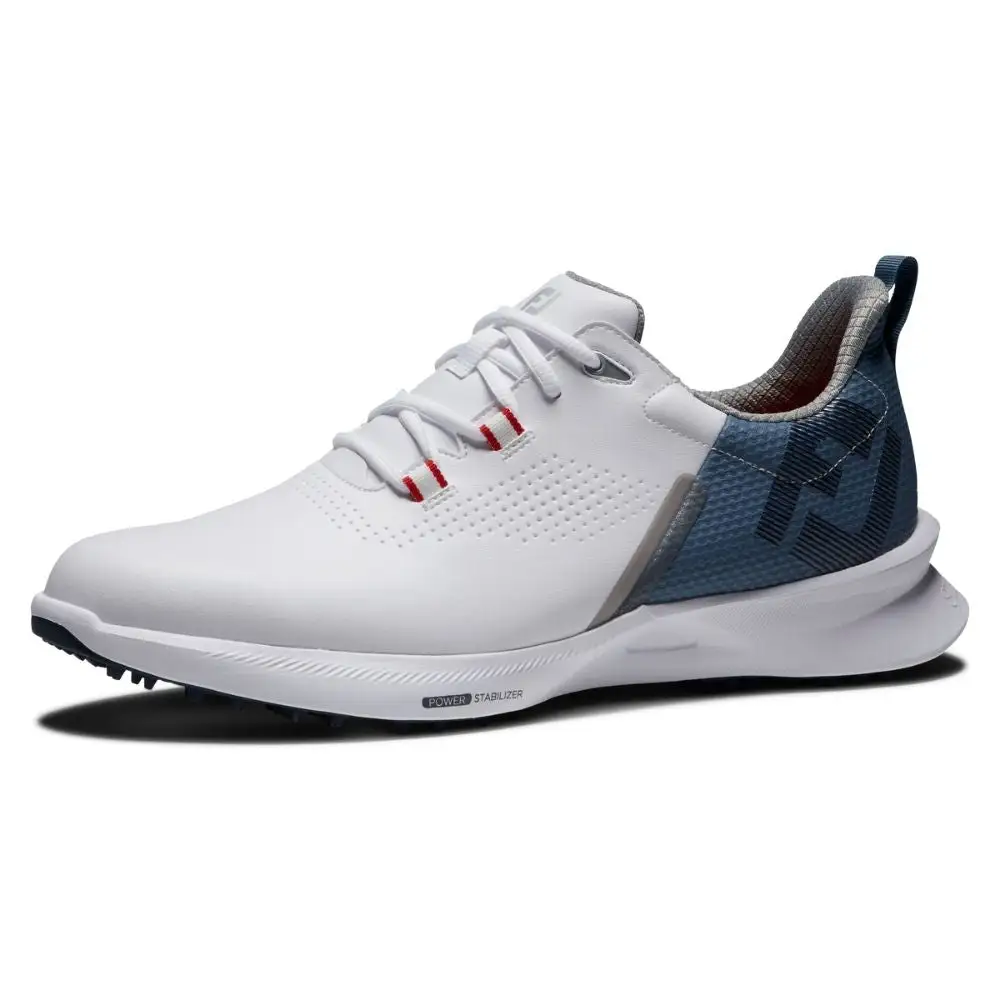 FootJoy Fuel Mens Golf Shoes White/Blue Fog/Red 55441 - Image 4