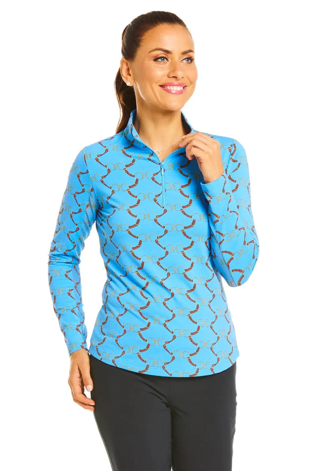IBKUL Women's Belmont Print Long Sleeve Mock