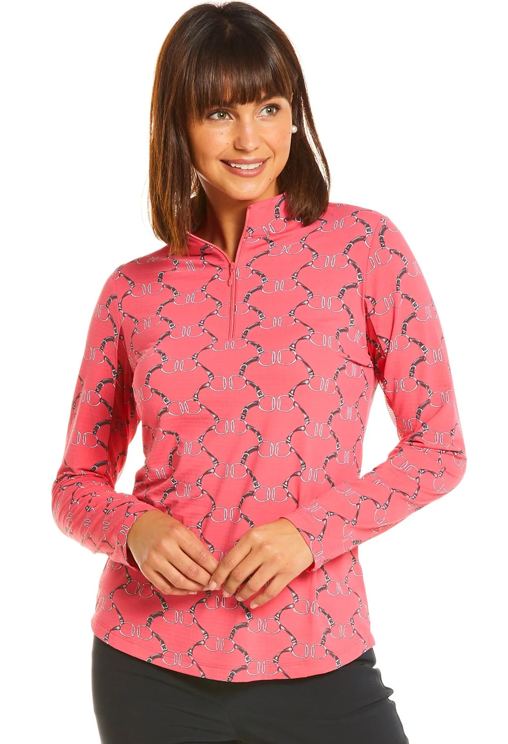 IBKUL Women's Belmont Print Long Sleeve Mock - Image 2