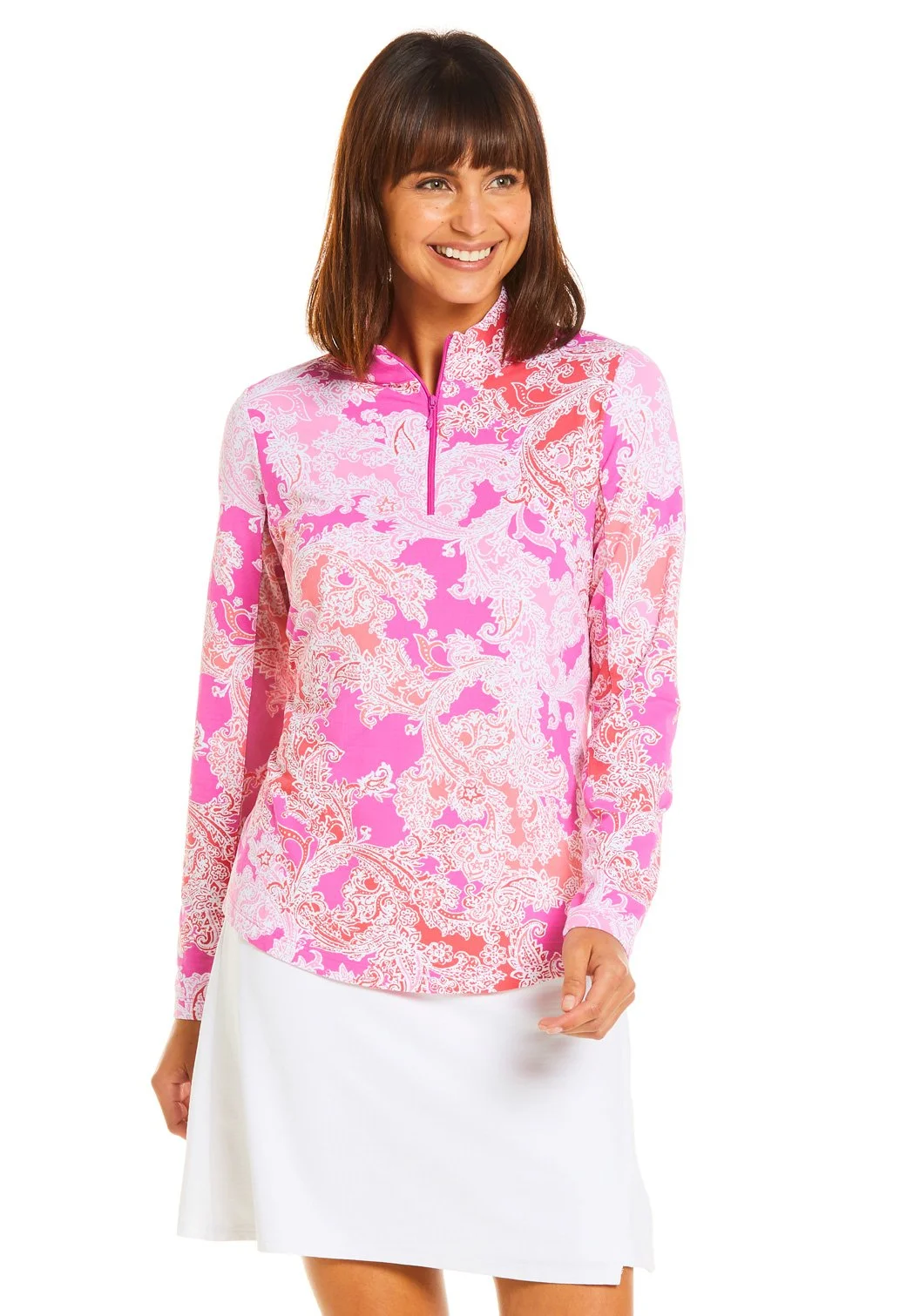 IBKUL Women's Pascha Print Long Sleeve Mock