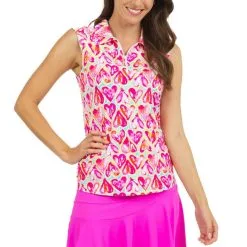 IBKUL Women's Aubrey Print Sleeveless Polo - 14188