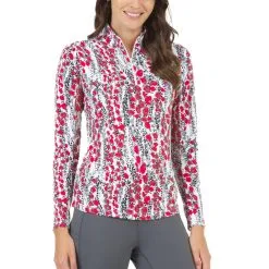 Ibkul Women's Kamila Print Long Sleeve Mock Neck Top - 10262
