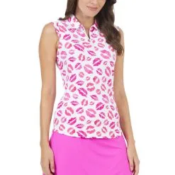 IBKUL Women's Kiss Me Kate Print Sleeveless Polo - 14268