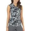IBKUL Women's Camo Print Sleeveless Polo - 14271