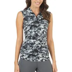 IBKUL Women's Camo Print Sleeveless Polo - 14271