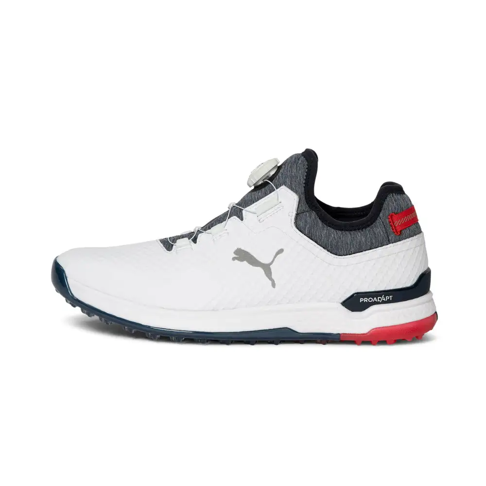 Puma Men's Proadapt Alphacat Disc Golf Shoes White/Navy/Red - Image 2