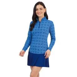 Ibkul Pricilla Print Long Sleeve Mock Neck Top - 10970